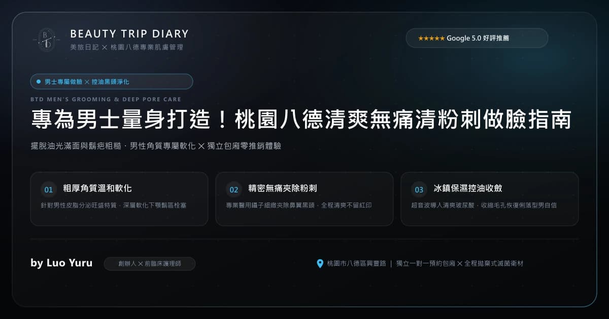桃園八德男士做臉指南：深層清粉刺、出油改善與刮鬍泛紅修護