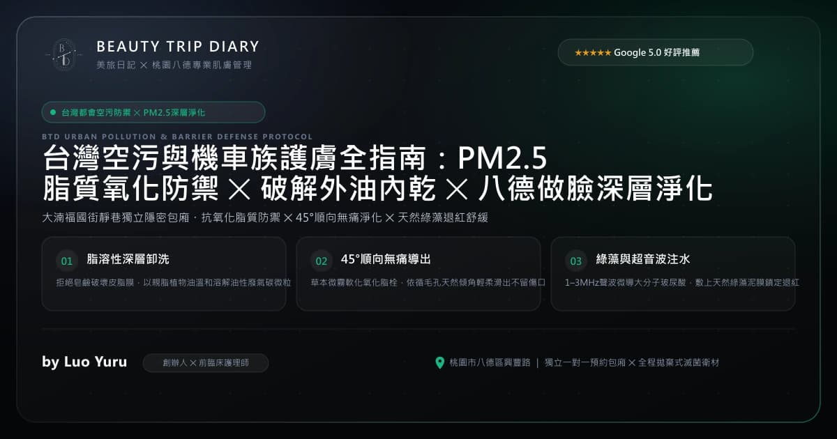 台灣空污與機車族護膚指南：PM2.5防禦、洗臉卸妝與毛孔淨化